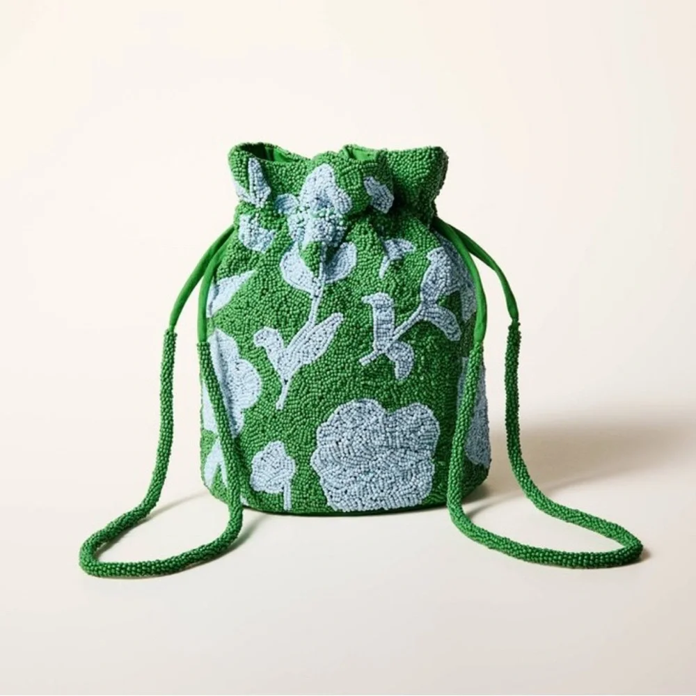 Kate Spade x Target NWT Beaded Classic Rose Drawstring Bucket Bag - Picture 1 of 10